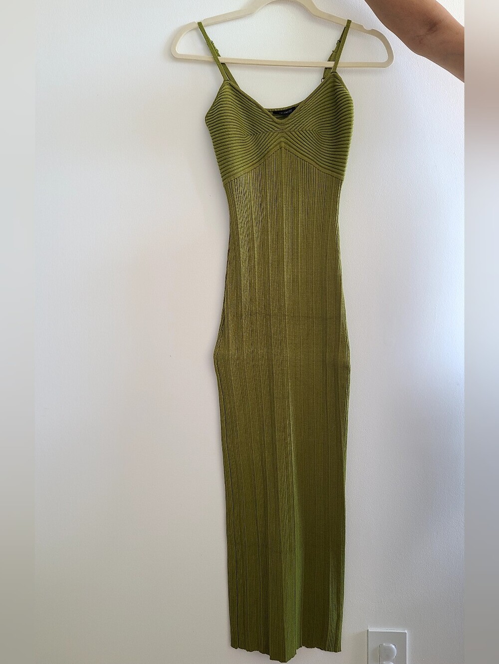 Dynamite Small Green Ribbed Bodycon Midi Dress